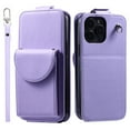 thumbnail image 2 of Crossbody Case Wallet for iPhone 16 Pro Max, [Detachable Adjustable Lanyard Strap] PU Leather Magnetic Closure Back Folio RFID Blocking Card Slots Protective Phone Cover, Purple, 2 of 13