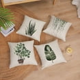thumbnail image 2 of Set of 4 Floral Decorative Throw Pillow Covers 16x16 Inch Plant Pillow Covers Lotus Leaf Linen Square Pillow Cases Flower Outdoor Sofa Couch Home Bed Decor Cushion Covers (16 by 16), 2 of 6