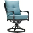 thumbnail image 6 of Hanover Lavallette 7-Piece Outdoor Dining Set in Ocean Blue with 66" x 38" Glass-Top Table, Umbrella, 6 of 15