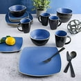thumbnail image 3 of Soho Lounge 16 Piece Square Stoneware Dinnerware Set, Matte Blue/Black, 3 of 5