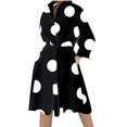thumbnail image 2 of safuny Women's Knee Length A Line Shirt Dress Polka Floral Turn Down Collar Long Sleeve Dress Elegant Casual High Waist Button Fashion Clearance Black S, 2 of 5