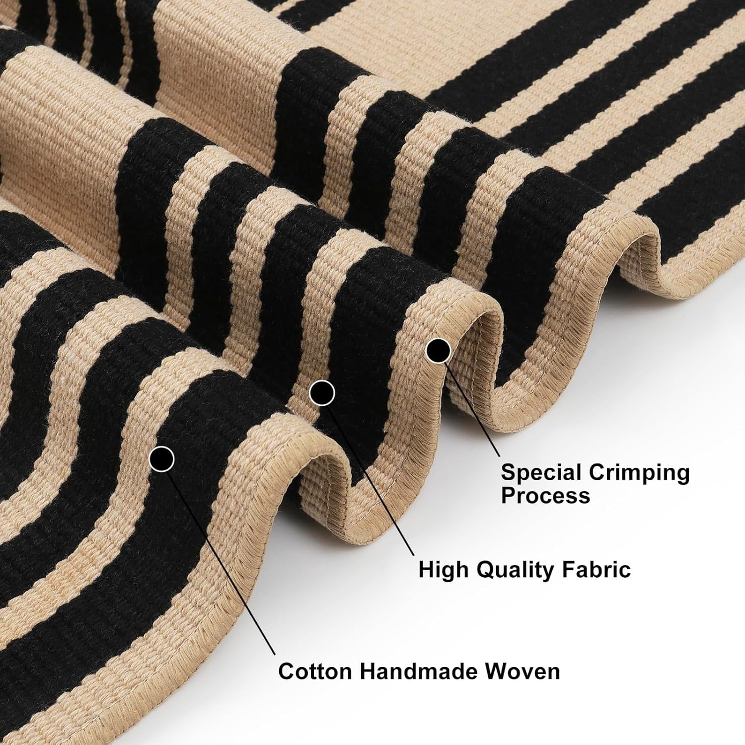 Striped Outdoor Rug 27.5x43 Inches, Reversible Washable Front Fall Door Mats, Black and Khaki Outdoor Front Porch Rug, Welcome Layered Doormat Entryway Rug for Entrance, Doorway