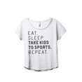 thumbnail image 1 of Thread Tank Eat Sleep Take Kids To Sports Repeat Women's Fashion Relaxed Slouchy Dolman T-Shirt Tee Heather White Small, 1 of 1