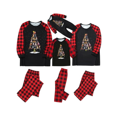 

Thaisu Christmas Pajamas for Family Plaid Animal Xmas Pjs Matching Family Sleepwear Sets