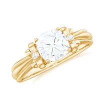 Rosec Jewels Cushion Cut Moissanite Solitaire Engagement Ring - Designer Bow Tie Ring, 14K Yellow Gold, US 3.50