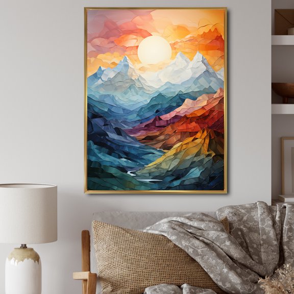 Designart "Sharp Peaks The Colorful Mountains III" Cottage Floater Framed Canvas Art Print