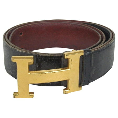 Hermès Reversible H Logo Belt Kit Black Burgundy Gold 872989