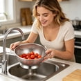 thumbnail image 3 of Stainless Steel Colander with Base Solid Build,Round Bowl with Square Handles for Draining and Vegetable Washing,Rust-Resistant for Kitchen Sink and Countertop 9 x 5 Inch, 3 of 6