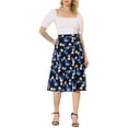 thumbnail image 2 of Unique Bargains Jupe Midi Évasée en Chiffon pour Femmes, Bleu Foncé, S, 2 of 6