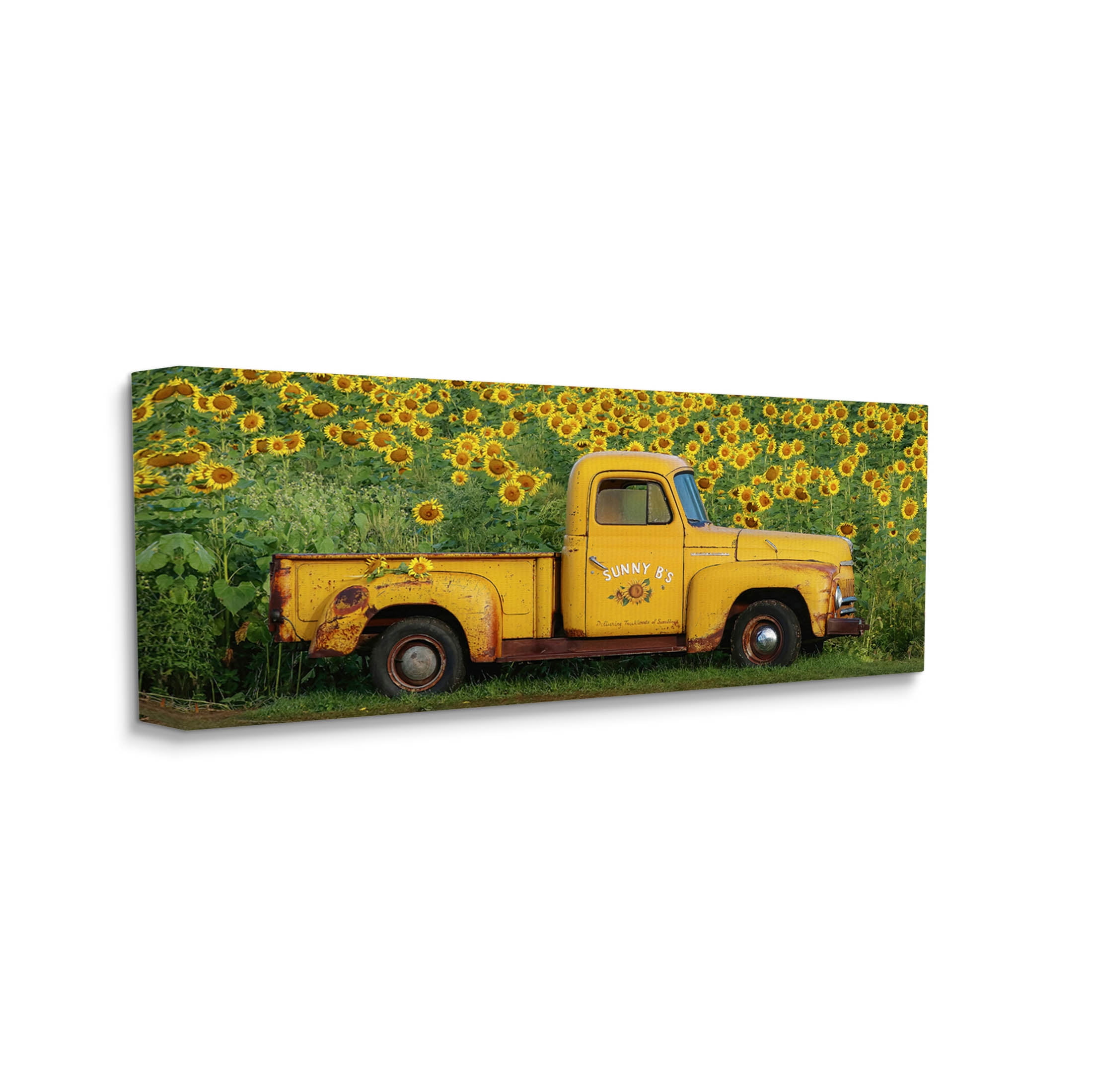 Stupell Industries Yellow Sunflower Field Truck Photograph Gallery Wrapped Canvas Print Wall Art, Design by Carrie Ann Grippo-Pike