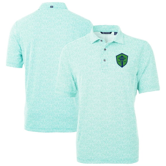 Men's-Cutter & Buck Mint Seattle Sounders FC Virtue Eco Pique Botanical Print Recycled Polo