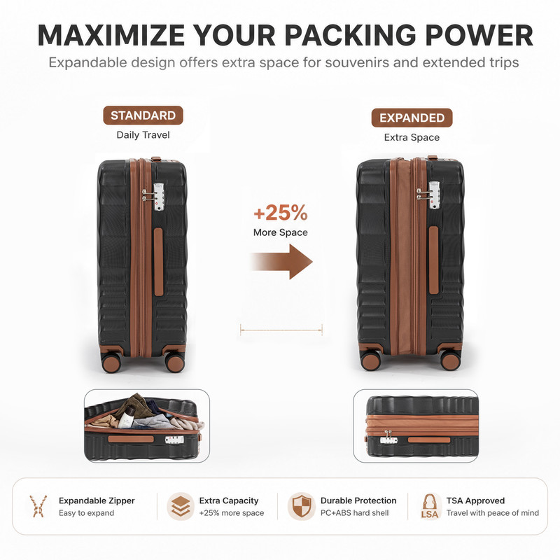 Rosamo 3-Piece Hardside Carry-On Luggage Set photo 8