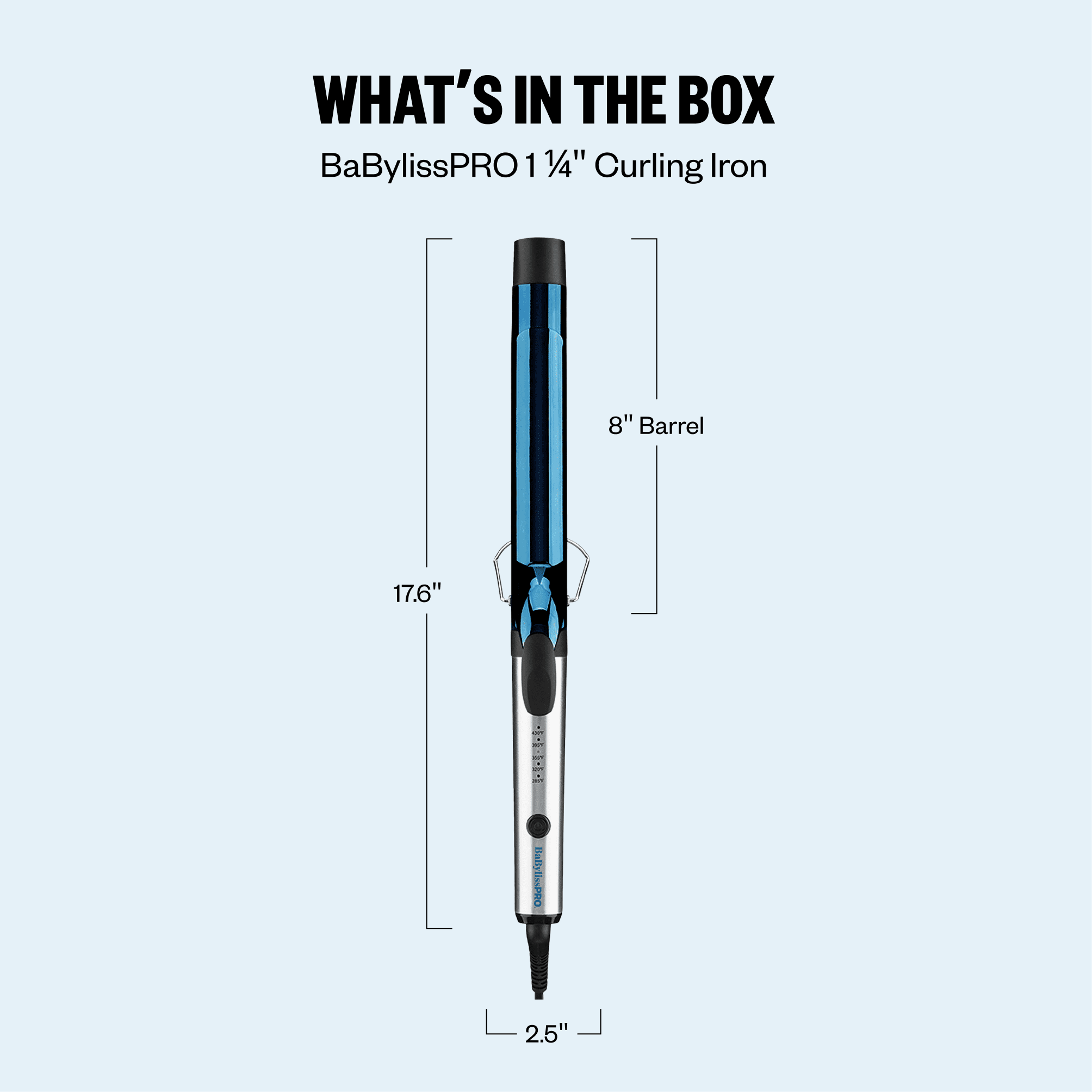 BaBylissPRO Nano Titanium 1 1/4" Extended Barrel Curling Iron, Blue, 1 Count