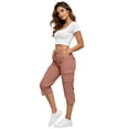 thumbnail image 5 of HKYNLAG Womens Capris with Pockets Petite Pull On Casual Cargo Pants Dressy Lightweight Ladies Baggy Cropped Pants for Hiking Ginger S, 5 of 5