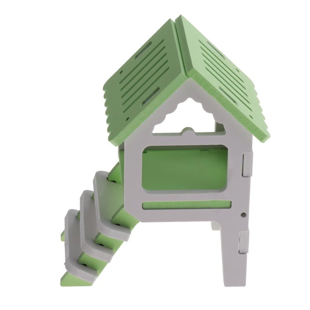 Casa de Cama Hámster Animales Pequeño Material Tablero Plástico Madera ático verde Zulema Casa de cama de hámster