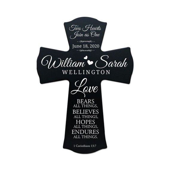 LifeSong Milestones 8x11.25in Black Wall Cross_Two Hearts Join As One