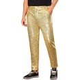 thumbnail image 4 of INSPIRE CHIC Shiny Pants for Men's Glitter 70s Disco Night Club Straight Leg Sequin Trousers 28 Golden, 4 of 6