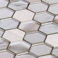 thumbnail image 4 of Sample - Modket Hexagon Gray White Oak Marble Stone Metallic Gray Glass Mosaic Tile Backsplash, 4 of 6