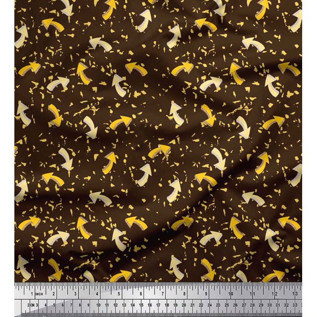 Soimoi Brown Cotton Duck Fabric Abstract & Arrow Symbol Fabric Prints By Yard 56 Inch Wide