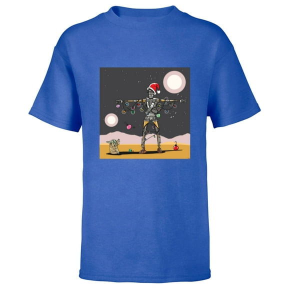 Star Wars Grogu IG-11 Droid Holiday Tatooine Christmas Tree - Short Sleeve T-Shirt for Kids - Customized-Royal