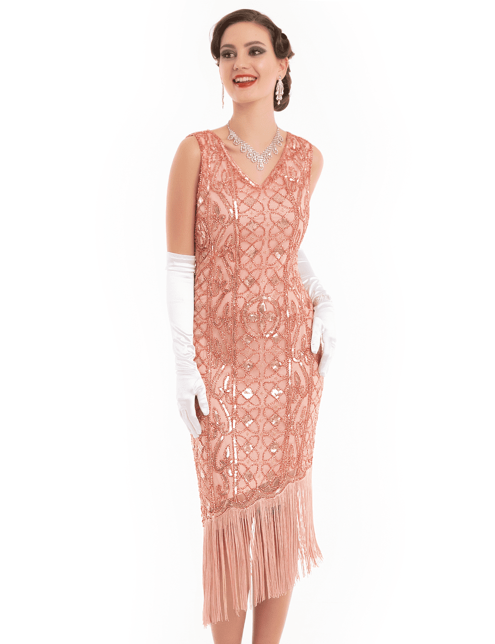 PrettyGuide Women's Flapper Dresses 1920s Gatsby Sequin Fringed