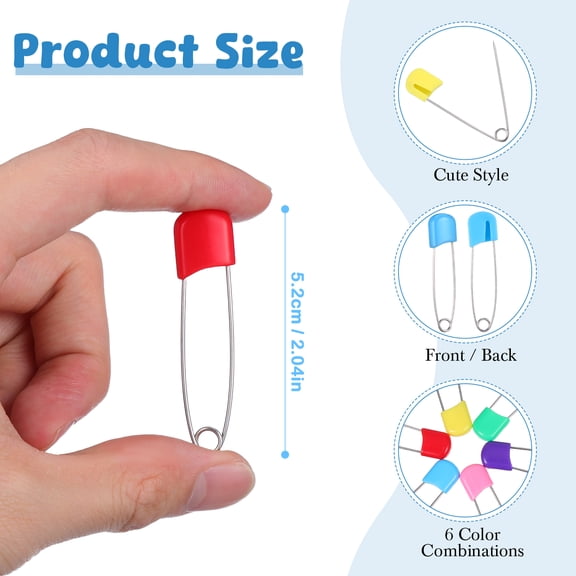 24 Pcs Baby Cloth Diaper Pins with , Stainless Steel Newborn Nappies Fasteners for Infant Care
