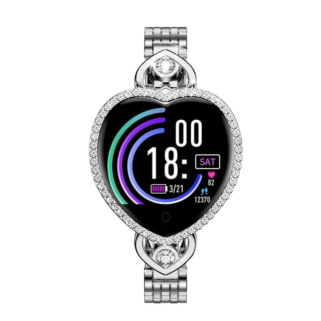 Reloj inteligente con frecuencia cardíaca, presión arterial, contador de pasos, IP67, reloj de metal resistente al agua, plateado Inevent EL000350-01B