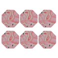 thumbnail image 2 of Pofeuu Flamingos Print Leather Coasters Set of 6, Round Cups Mugs Mat Pad for Home Kitchen Heat Resistant Drink Coasters,Octagon, 2 of 7