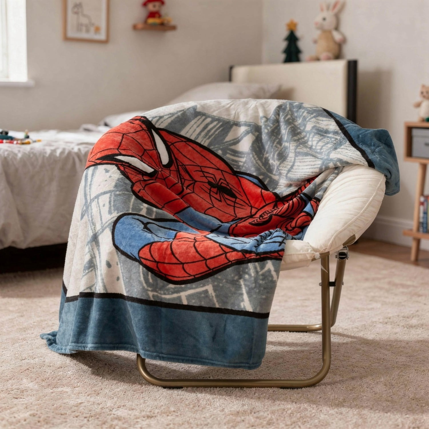 The Amazing Spider-Man Kids Throw Blanket, Polyester Silk Touch, Navy, Marvel, 62" x 90"