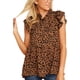 thumbnail image 1 of Blusa tipo túnica con cuello con volantes y mangas cortas con estampado floral informal para mujer, 1 of 8