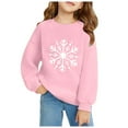 thumbnail image 2 of Mrzhqd Toddler Girls Hoodies Sweatshirts Size 18-24 Months Christmas Snowflake Printed Warm Crewneck Sweatershirt For Christmas Kids Pullover Long Sleeve Long Sleeve Cute Print Girl Tops Pink, 2 of 3