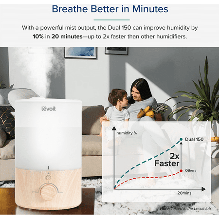 Levoit - Dual 150 .79 gallon Top-Fill Ultrasonic Humidifier - White / Wood