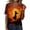 Orange, variant on Womens Halloween Printed T-Shirts Short Sleeve Henly Gothic Elements Graphic T Shirts Fashion Fantasy Dark Notch V Neck Tee Orange M