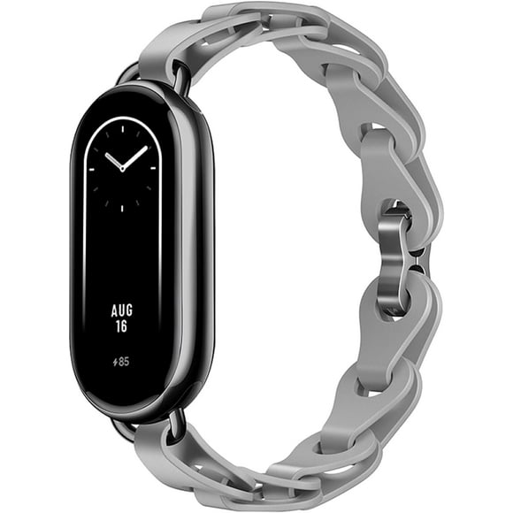 KOMI Band Compatible with Xiaomi Smart Mi Band 8 Strap, Silicone Bracelet with Ring Buckle Replacement Watch Straps for Mi Band 8 Ladies Women Smartwatch Band Grey