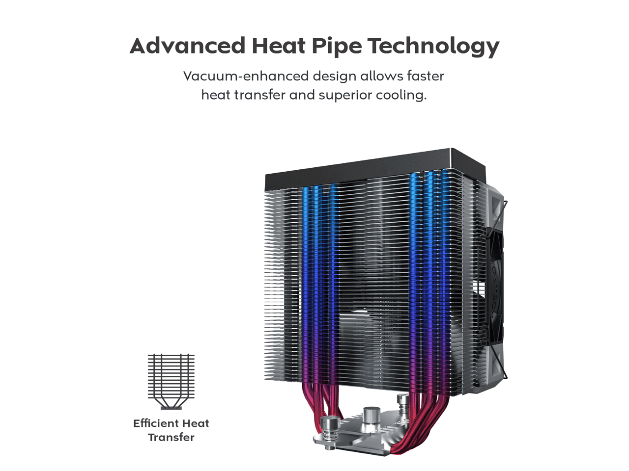 MONTECH NX400 - CPU Air Cooler, Single Tower, 4 Advanced Heat Pipes, 52-fin Heat Sink, E28, 120mm FDB Static Pressure Fan, 28mm Fan Thickness, Corner-cover Footpads, Polished Top Cover - Black