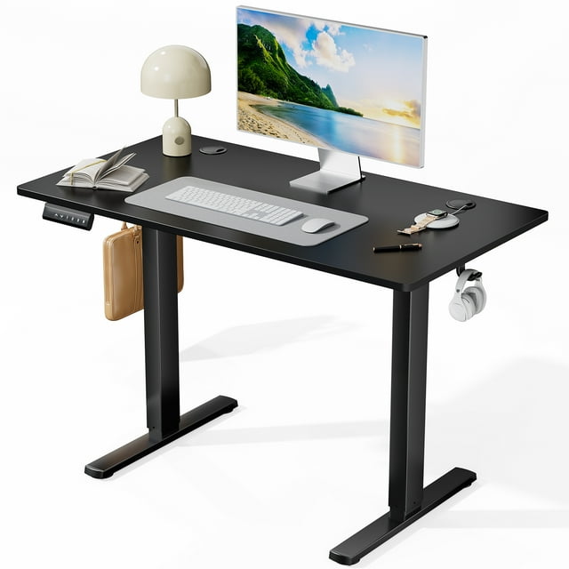 EDX Electric Adjustable Height Sit Standing Desk, 40 x 24 inch Splice Board for Home Office, Black