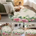 thumbnail image 5 of Round Rugs 7Ft, Spring Pink Roses Round Area Rug Washable Indoor Throw Carpet, Pastoral Eucalyptus Leaves Rustic Burlap Large Non Slip Circle Rug for Dining Room Playroom Home Decor Aesthetic, 5 of 8
