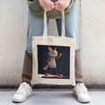 thumbnail image 2 of Cute Cartoon Fox Tote Bag - Multifunctional Canvas Bag with Peace Sign Design Perfect for Shopping Travel and Parties, 2 of 4