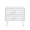 thumbnail image 2 of Inspired Home Filippo Glossy 2-Drawer Nightstand Lacquer Finish Lucite Acrylic Legs, White, 2 of 9