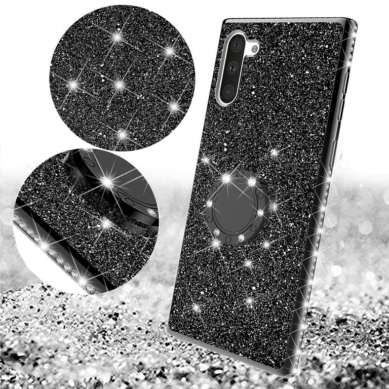 ATISIJIE Cover per Samsung Galaxy A10, Custodia AntiGraffio Morbido Silicone Finitura lucida con diamanti Adatto a ragazze e donne-blu