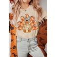 thumbnail image 2 of Women's Khaki Thanksgiving Bowknot Turkey Graphic Crewneck Tee | [ZhiHiMeRi] | (US 20-22)2XL, 2 of 6