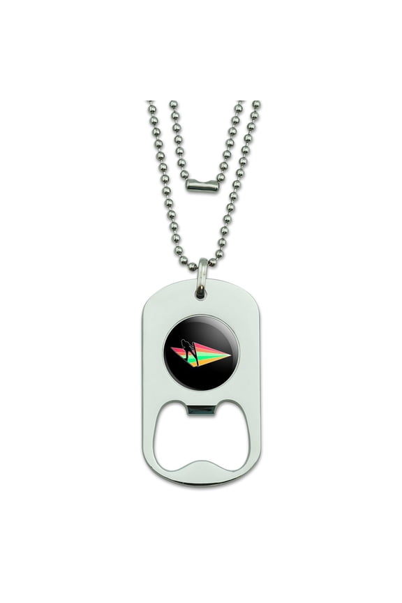 Ski Jumping Rainbow Military Dog Tag Bottle Opener Pendant