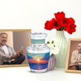 thumbnail image 6 of JAGASY Beach Memorial Urn for Sister, Green Small Urns for Human Ashes Keepsake, Ocean Sunset Orange Clouds Decorative Urns for Siblings, Yellow Miniature Urn for Brother, (3 Inch), 6 of 7