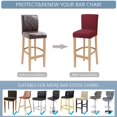 thumbnail image 3 of Stretch Bar Stool Cover Counter Stool Chair Slipcover, Bar High Seat Chair Stool Covers Washable Removable Protector for Short Back Pub Chairs, Kitchen, Dining Room, Cafe, Wine Red,Set of 2, 3 of 7