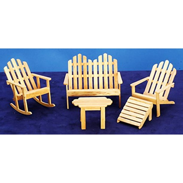 Melody Jane Dollhouse Light Oak Patio Set Adirondack Miniature Garden Furniture Com Melody Jane Dollhouse Light Oak Patio, Oak Adirondack Chairs Uk