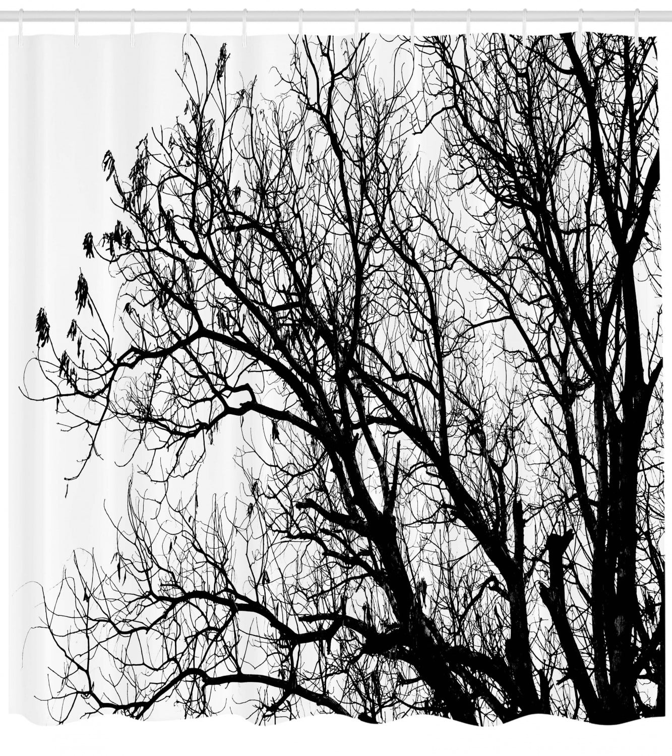Nature Shower Curtain Leafless Autumn Fall Tree Branches Tops Oak Forest Woodland Season Eco Theme Fabric Bathroom Set With Hooks Black And White By Ambesonne Walmart Com Walmart Com