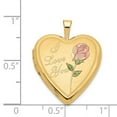 thumbnail image 4 of 14K Yellow Gold Charm Pendant Locket 24 mm 20 20Mm Enamel Rose I Love You Heart, 4 of 4