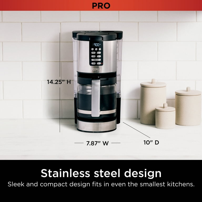 SteamＱ Ninja Hot Brew Programmable XL 14-Cup Coffee Maker PRO, Glass