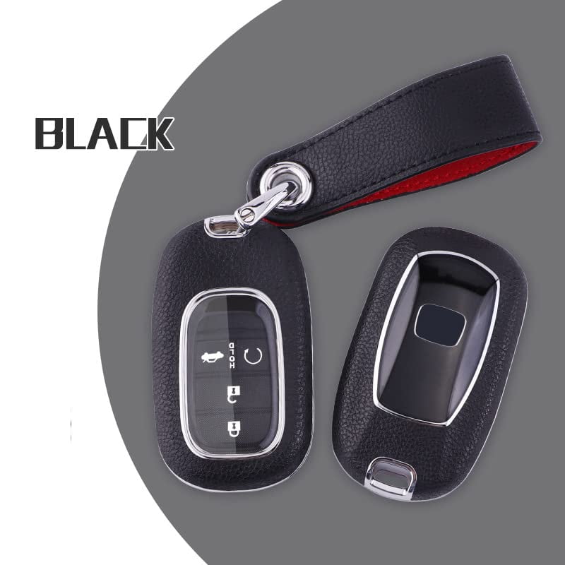 for Honda Key Fob Cover, Metal and Premium TPU Key Fob Shell Protector Compatible with 2022 2023 Honda Civic Accord Jade Honda Pilot CR-V XR-V HR-V City Accessories (Type C Black1)