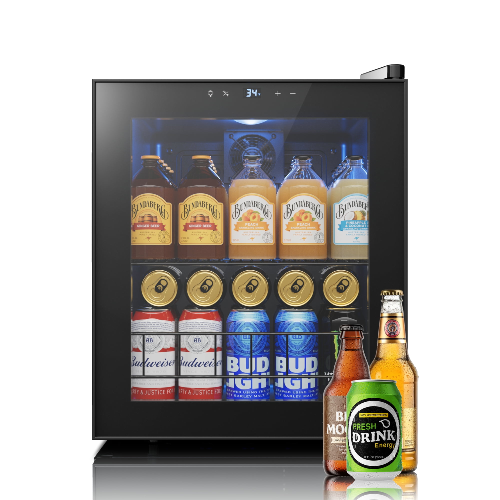 Yeego 65 Can Beverage Refrigerator, Freestanding Mini Beverage Cooler with Glass Door and Adjustable Removable Shelves for Drinks,1.62 Cu.ft.